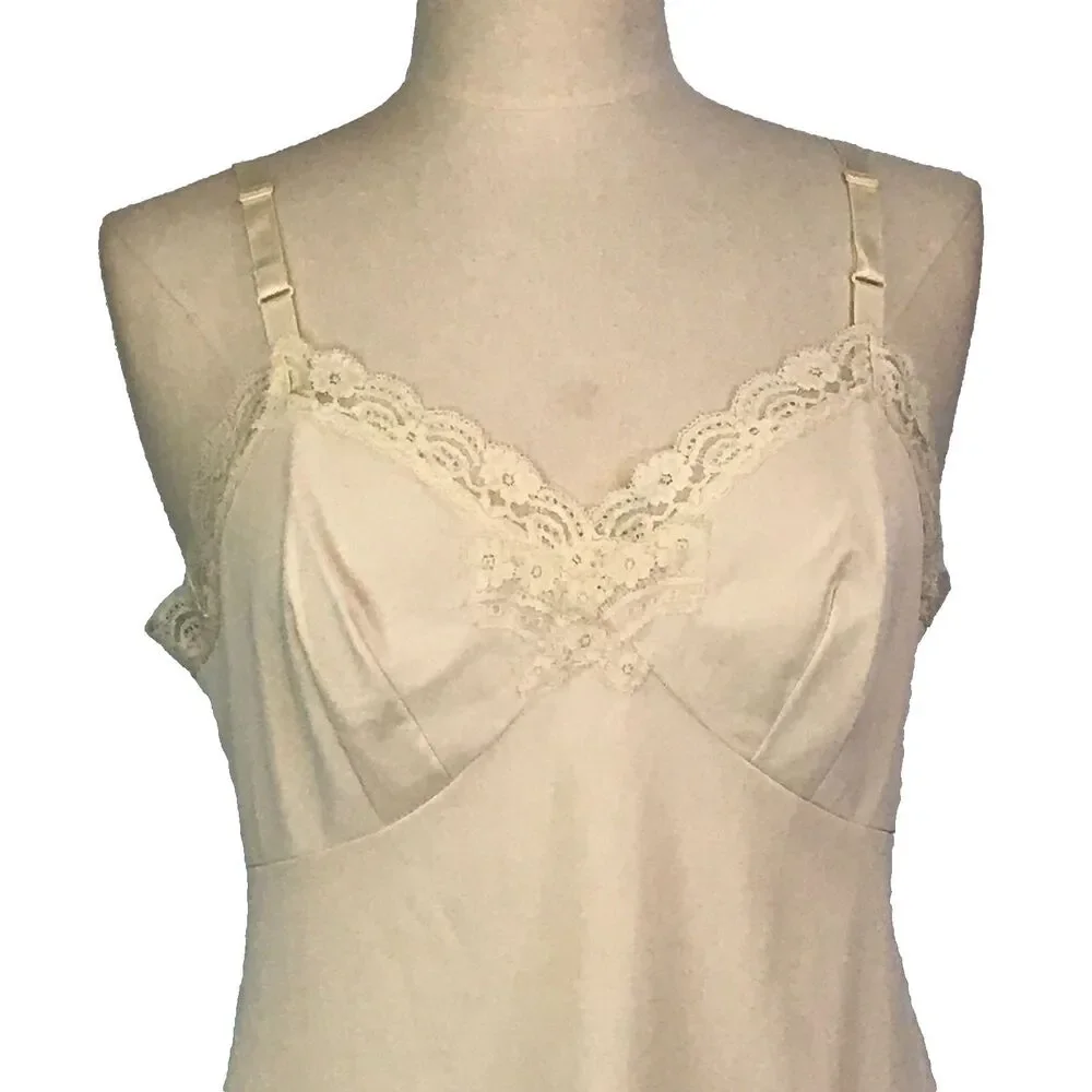 Shadowline Vintage Womens White Cream Camisole Top,‎ Lace, bust 38, Adjustable